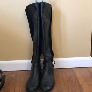 Franco Sarto black leather/suede knee-high boots